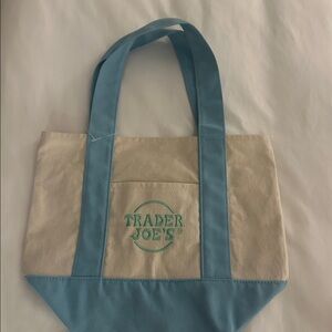 Trader Joe's Canvas Tote Bag with Blue Straps